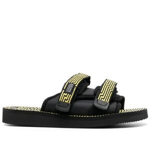 Suicoke Moto-JC01 Touch Strap Slides Sandals in Black/Yellow NWOB EU 39